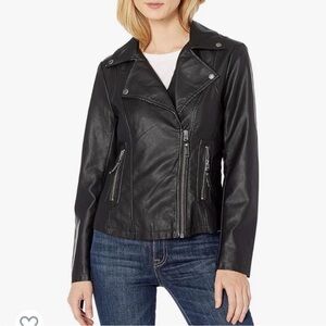 Max Studio Sleek Black Faux Leather Moto Jacket